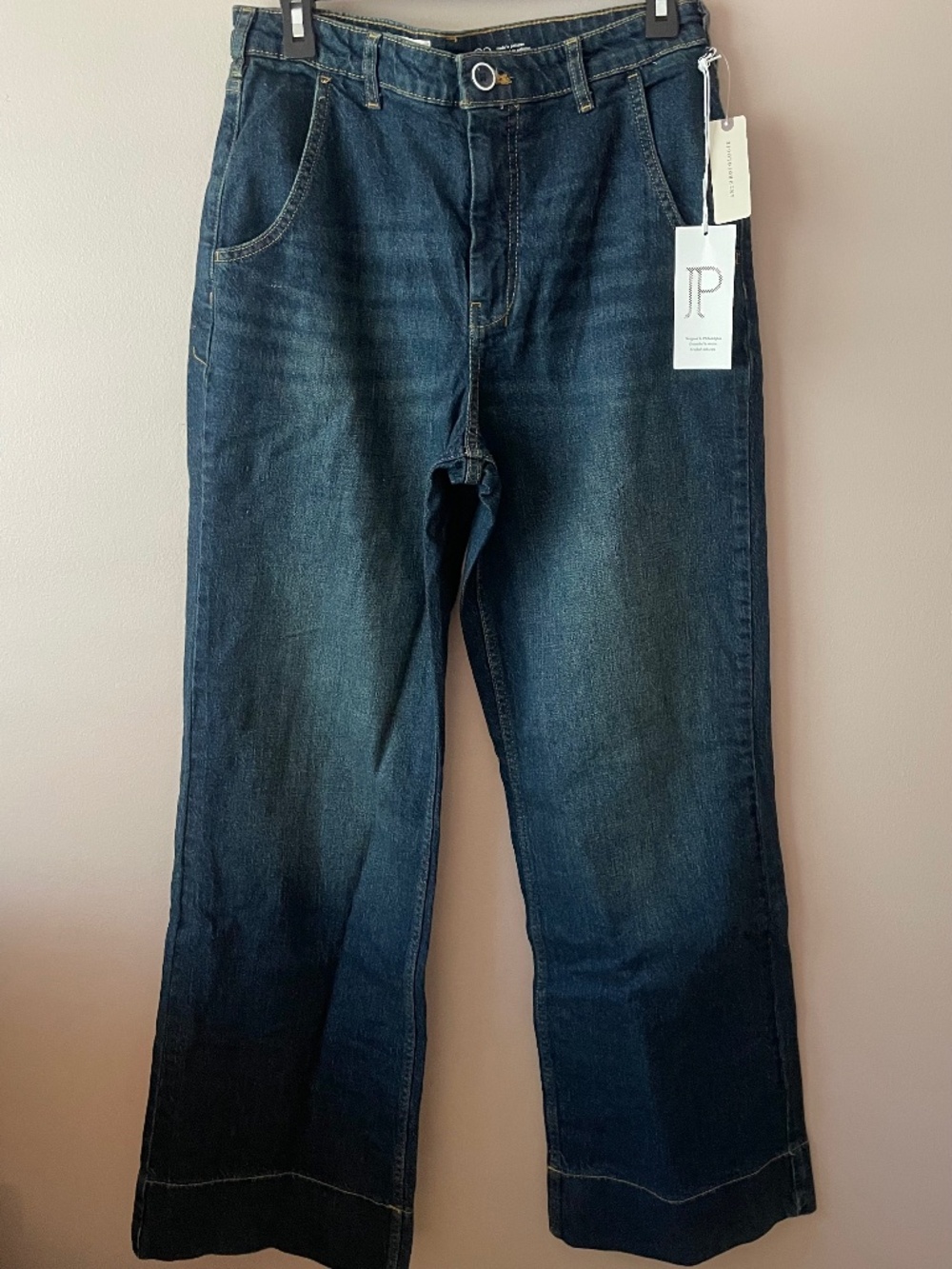 Anthropologie Pilcro Gilligan High-Rise Flare Jeans in Dark Denim - Picture 3 of 9